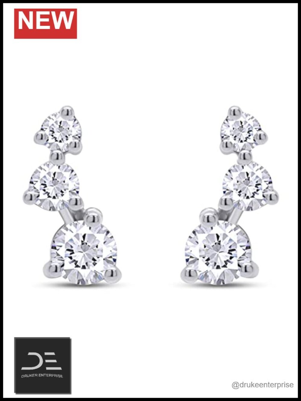 Lab Grown Diamond Ear Crawler Studs, 0.50 CT Gold Plated